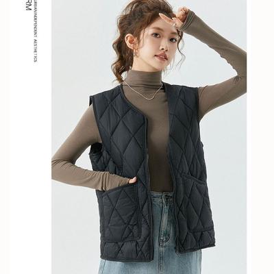 Large Size Autumn and Winter Down Cotton Vest Women's New Light and Enlarged Liner Vest Warm Backing Vest Jacket