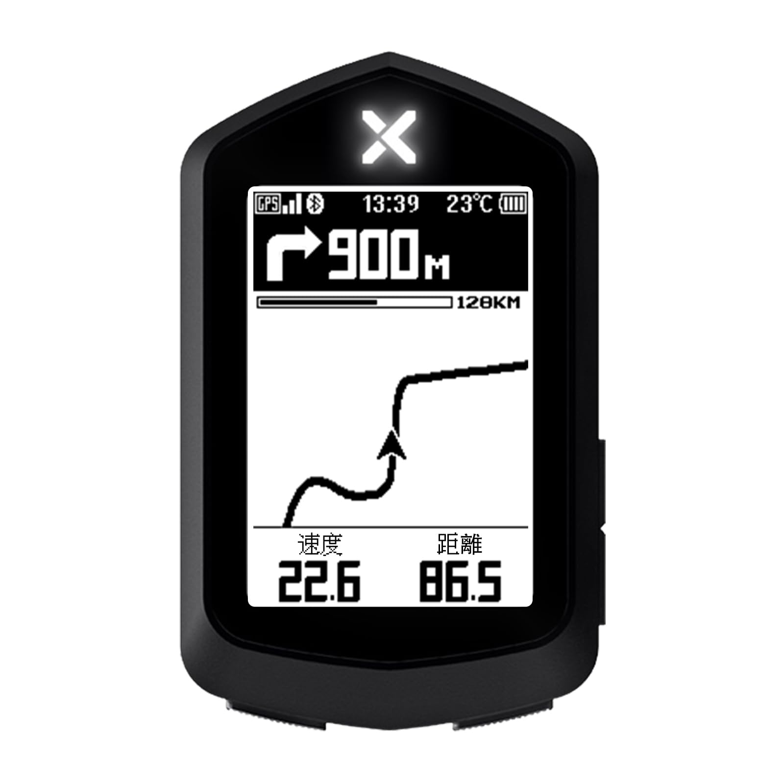 

XOSS NAV Cycling Data Up to 33 Hours of IPX7 Bluetooth Japanese Instruction Computer, GPS, Navigation, 2.4-inch, Customization, Use, Waterproof, чорний