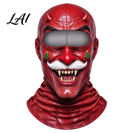 Winter Full Head Cover Christmas Face Print Ski Mask Realistic Balaclava for Men Cold Weather Women Windproof Cycling Riding Snowboarding