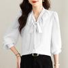 French Fashion Ruffle Edge Long-sleeved Chiffon Shirt Women's Spring New Temperament Streamer Shirt Elegant Foreign Style Top