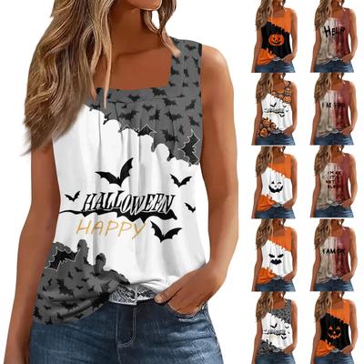 Ärmelloses T-Shirt mit plissiertem, quadratischem Kragen für Damen
