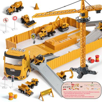 Tractor Alloy Engineering Vehicle Parking Lot Car Set Toys For Children Music&Light Toy Boy Construction Kid Truck Excavator