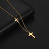 LIKGREAT Multi Layers Bar Coin Pendant Necklace Moon Star Cross Neckchain for Women Stainless Steel Chain Choker Jewelry NotFade