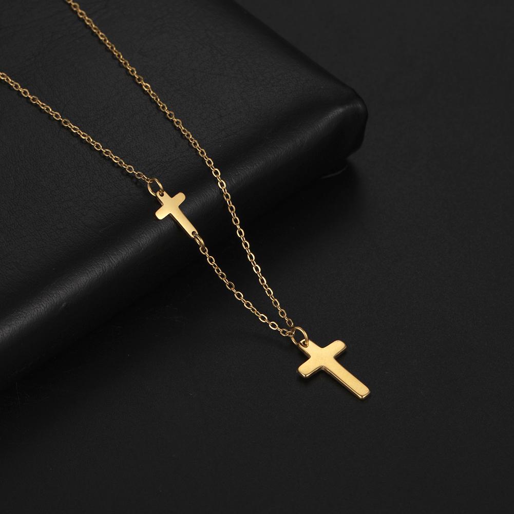 LIKGREAT Multi Layers Bar Coin Pendant Necklace Moon Star Cross Neckchain for Women Stainless Steel Chain Choker Jewelry NotFade