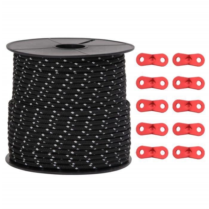 VidaXL Corde de haubanage de tente avec bandes réfléchissantes et clés, corde de haubanage, corde de haubanage 4008125