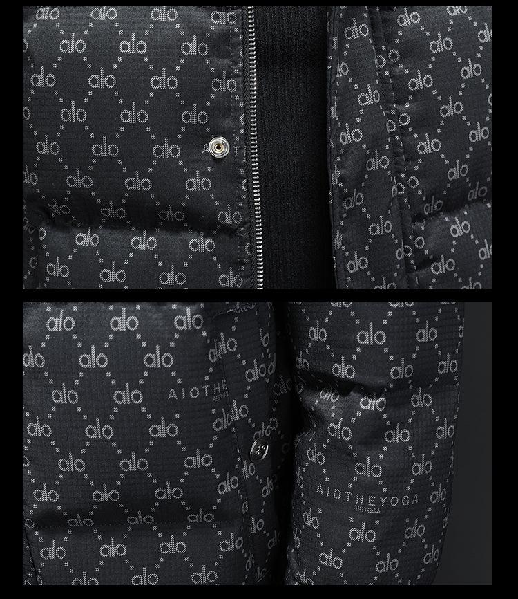 European Men's Stand Collar Winter Down Jacket - Slim Fit, Warm, Trendy Print, High-End Casual Style