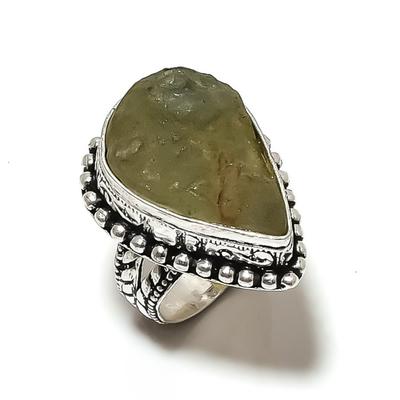 Natural Prehnite Gemstone Handmade 925 Sterling Silver Gift Ring Size 7 o0B80
