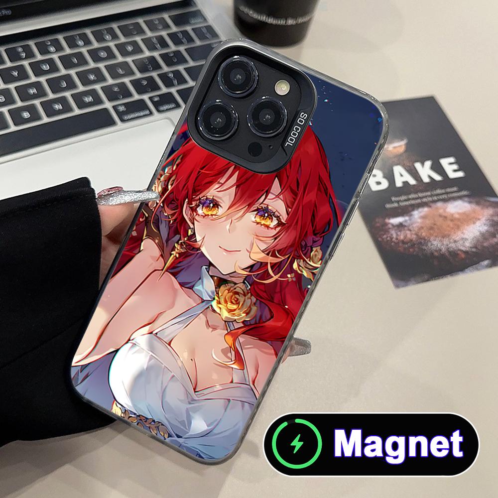 HSR Himeko Translucent MagSafe Mobile Phone Case for iPhone 17 16 15 14 13 12 11 Air Pro Max Plus Colorful Cover