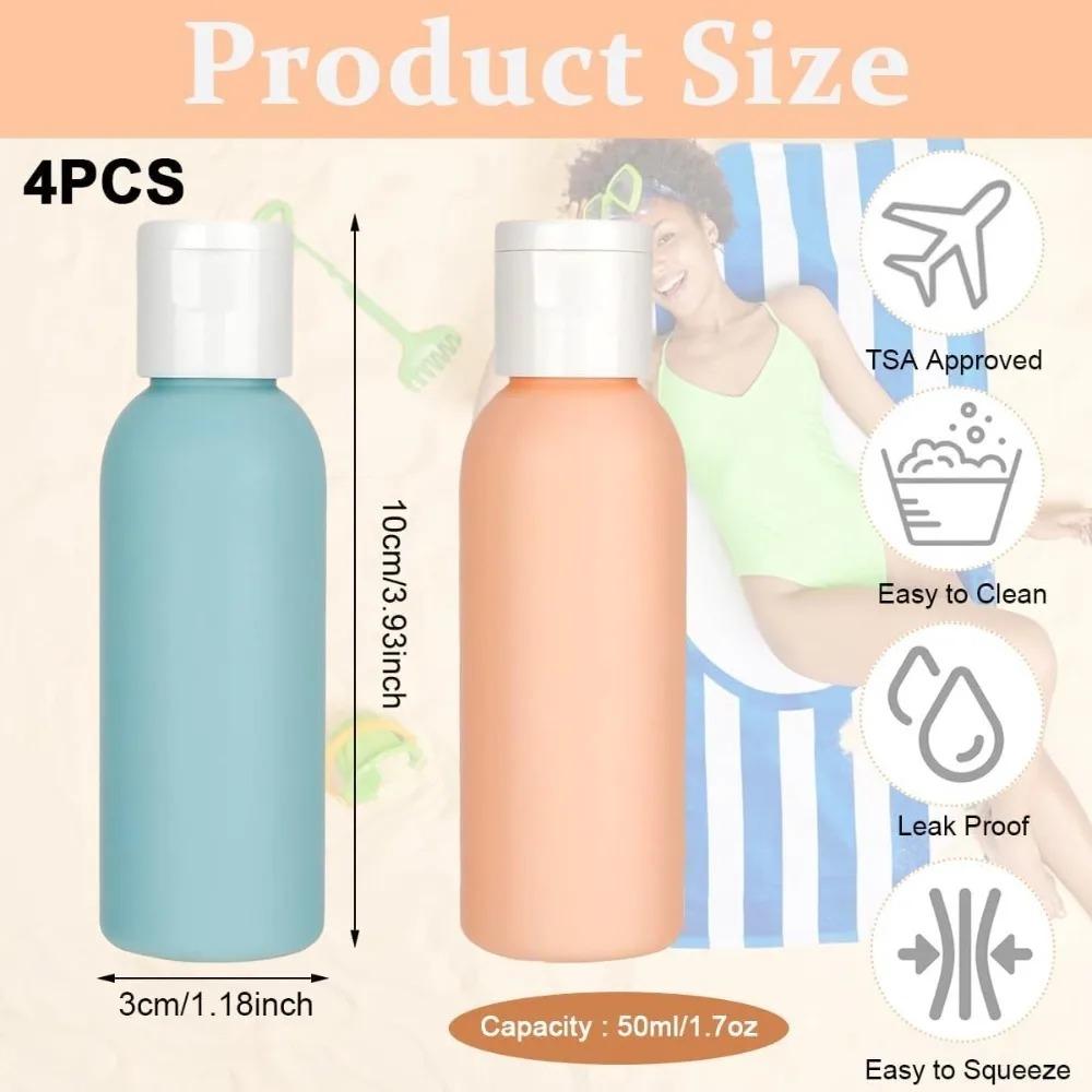4Pcs 50ml Leakproof Travel Bottles Set Refillable TSA Approved for Shampoo Lotion Gel Hand Sanitizer Toiletries