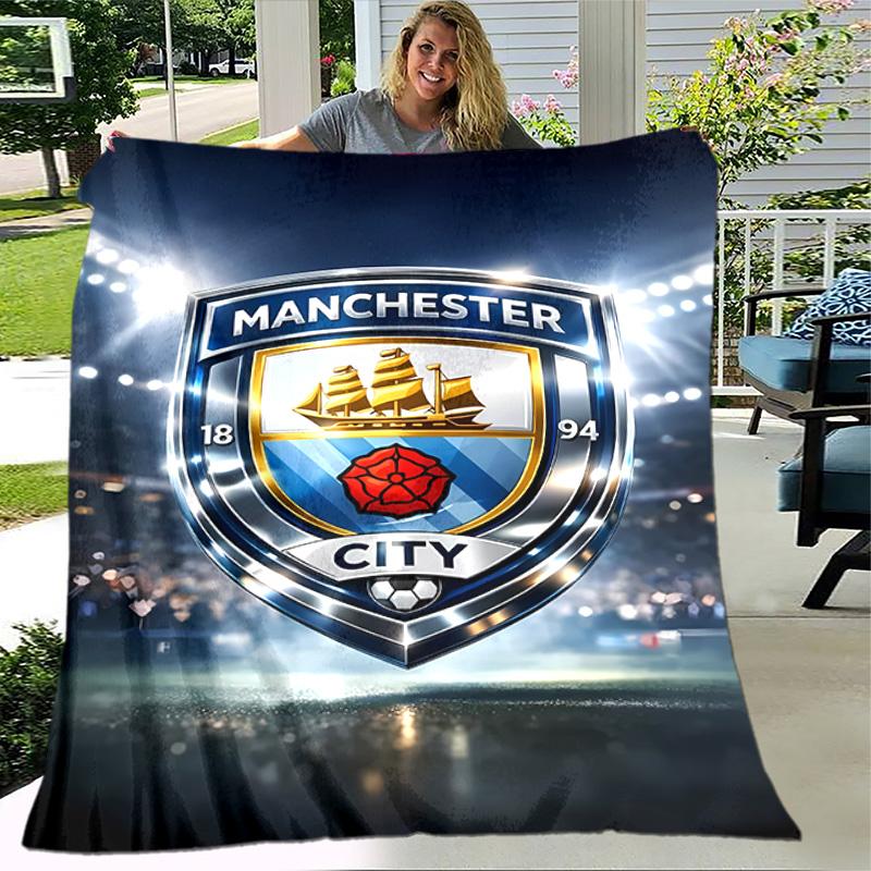 1pc Blanket - Manchester City Football Club Print Design, Lightweight Blanket for Sofa, Bed- Soft &Warm, Gift for All Seasons
