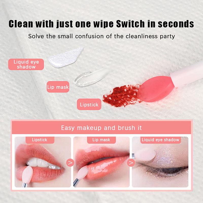 5Pcs Mini Silicone Sequins Apply Soft Head Eye Shadow Color Glaze Lip Film Portable Mini Lipstick Brush