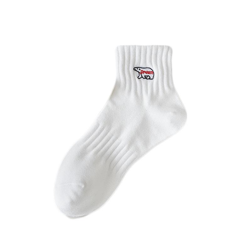 Men's Mid-Length Anti-Odor Sweat-Wicking Socks, Breathable Black & White for Spring, Autumn, Winter Style