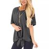 2026 Women's Fashion Wish Summer New Round Neck Short Sleeve Loose T-Shirt with Knotted Hem