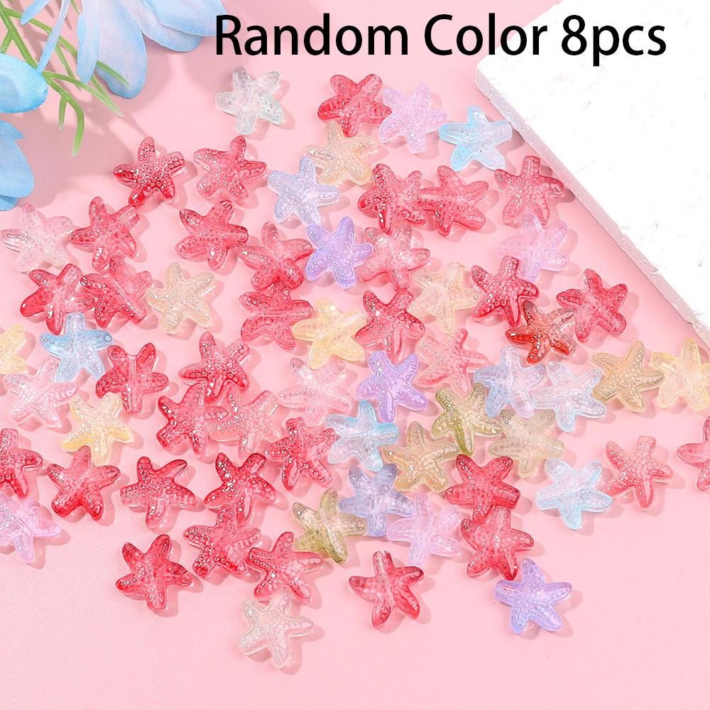 8/16/32pcs Glass Material Starfish Zhuhai Ocean Style Decoration Zhuhai Ocean Animal Beads Fashion Multi functional Personalized Decoration