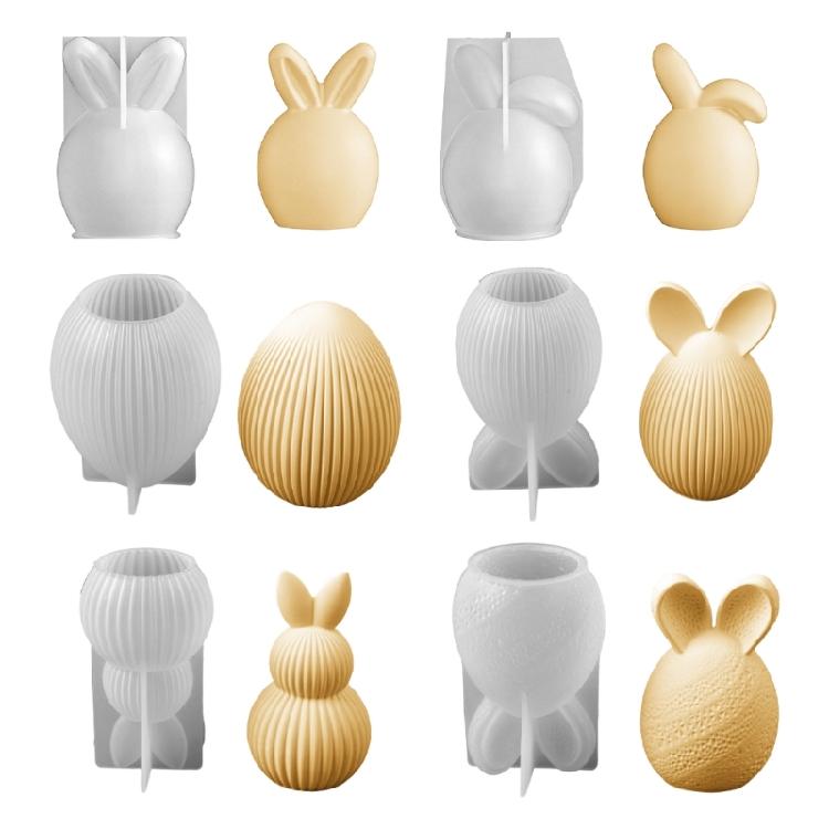 

6Pcs Easter Candle Silicone Molds Hare Eggs Silicone Molds for Epoxy Resin Making Candle Soap Chocolate Baking Tool 1