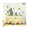 New Cartoon Animation Vinyl Totoro Wall Stickers for Kids Room,black