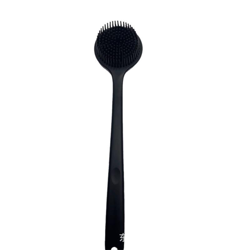 Double-Sided Silicone Bath Brush with Soft Bristles & Long Handle for Back Scrubbing & Massage