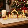 Christmas Tabletop Decorations Acrylic Ornament, Mirrored Golden Silhouette Scene, Decorative Living Room Table Decor Desktop Display for Holiday