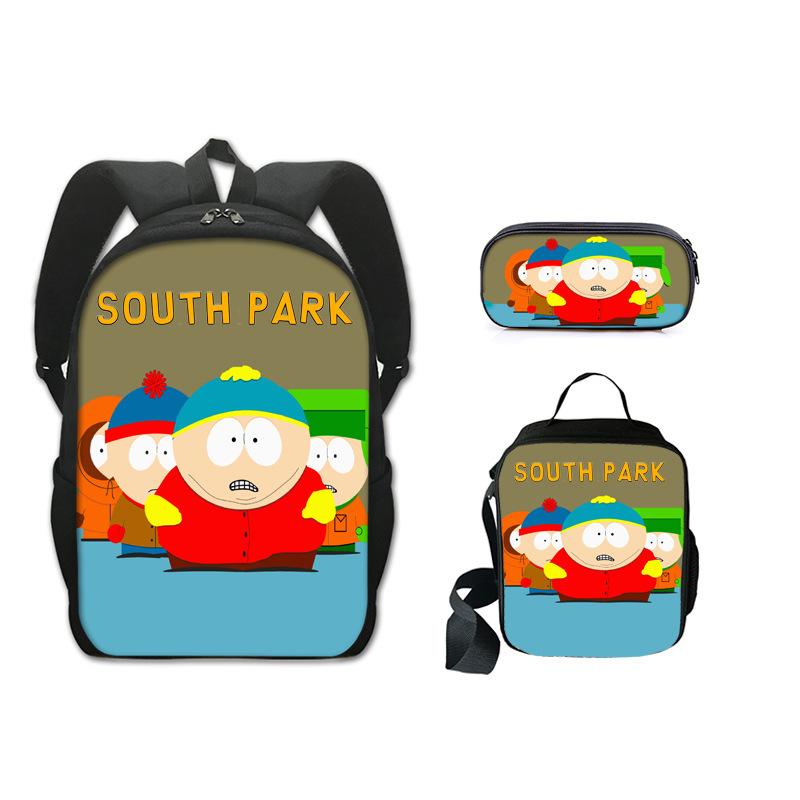 Classic Popular Novelty Funny south park 3D Print 3pcs/Set pupil School Bags Laptop Daypack Backpack Lunch bag Pencil Case