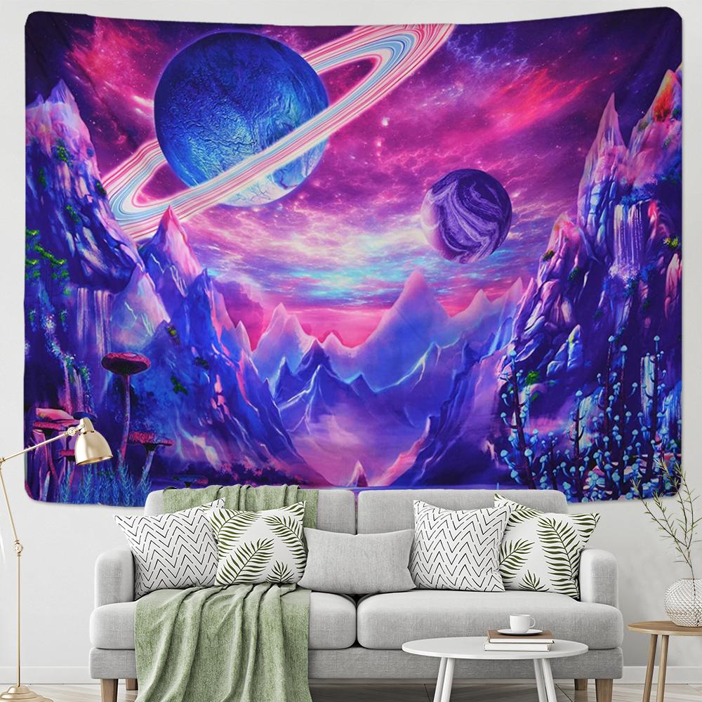 Purple Planet Cosmic Tapestry Wall Hanging Abstract Colorful Witchcraft Aesthetics Room Hippie Tapez Dormitory Decor
