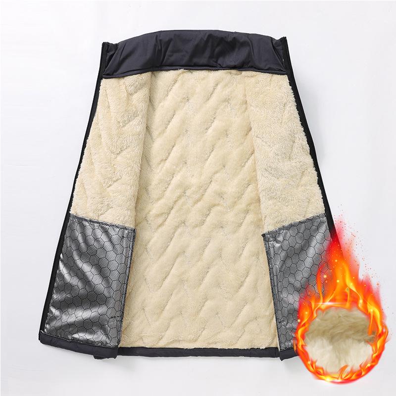 Herren Lammwolle Baumwolle Fleecegefütterte Winterweste - Dick, Warm, Ärmellose Oberbekleidung