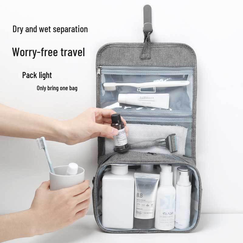 Waterproof Toiletry Bag - Large Capacity Wet/Dry Separation for Travel - Unisex Business Trip Makeup Storage with Custom Logo Option