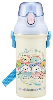 Skater Water Direct Dishwasher Made In Sumikko Polar Bear Children's Bottle, 480ml, Drinking, Plastic, One-Touch Operation, Safe, Japan, Gurashi,
