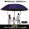 130CM Large Folding Umbrella Heavy-Duty Reinforced Compact Travel Windproof Unisex Solid Color Umbrella for Business Home Use