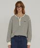 CITYBREEZE Striped Henley Neck Loose Fit T-Shirt_Black