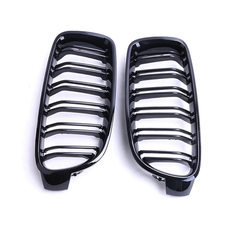 2PCS Dual Slat Style Grille Front Bumper Kidney Mesh Grill For BMW F30 F31 F35 F80 2012-2018 Bumper ABS Car Replacement