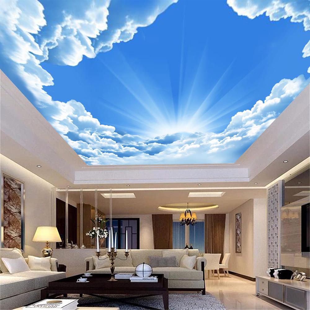 Tapeta na strop Sky 3d Mraky Sluneční svit Nástěnná malba pro chlapce dívky dětský pokoj obývací pokoj nástěnné malby na stropy