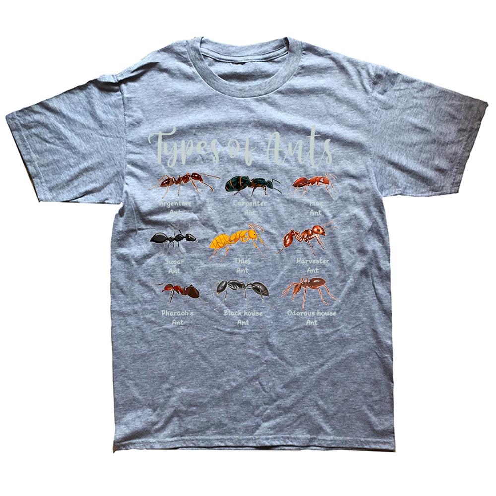 Funny Types of Ants Science Bug T Shirts Summer Cotton Streetwear Short Sleeve Ant Keeper Farm Gifts T-shirt Mens Clothing