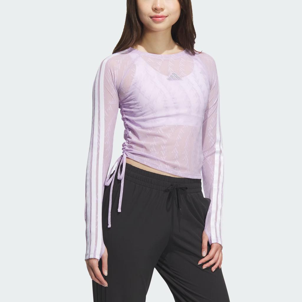 Adidas Story Mesh Round Neck Slim Fit Long Sleeve T-Shirt Women Tops KB7608