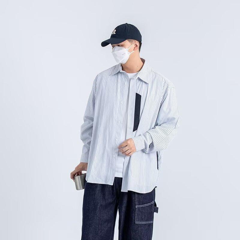 2024 Bokstaver Langermet Skjorte Japansk Hong Kong Stil Ins Løs Skjorte Gutter Sommer Trendy Allsidig Avslappet Kåpe