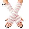 Outdoor Sports Warmers Striped Knitted Arm for Women, Fingerless Sleeves, Soft Comfortable Sleeves Typing Thermal Wrist Autumn Winter, Fashion