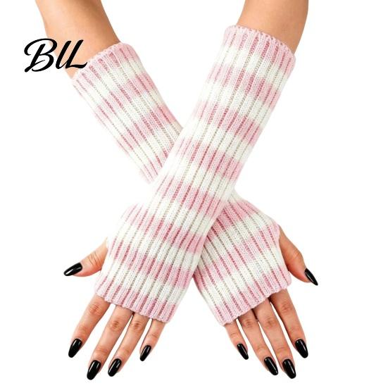 Outdoor Sports Warmers Striped Knitted Arm for Women, Fingerless Sleeves, Soft Comfortable Sleeves Typing Thermal Wrist Autumn Winter, Fashion