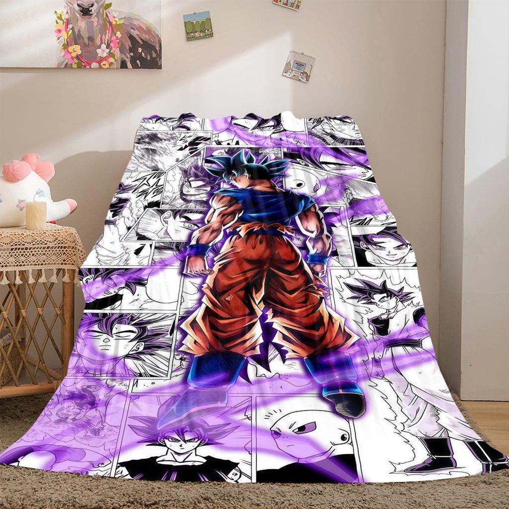 1pz Coperta in Flanella con Stampa Son Goku, Alta Qualità per Tutte le Stagioni, Decorazione per la Casa, Calore e Comfort, Perfetta per Regali di Natale