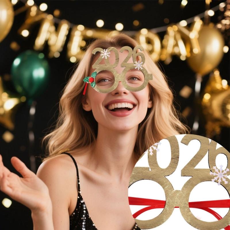2026 Christmas Eyewear For Costumes Adults Kids Reusable Party Props Foldable Frame Costume Glasses