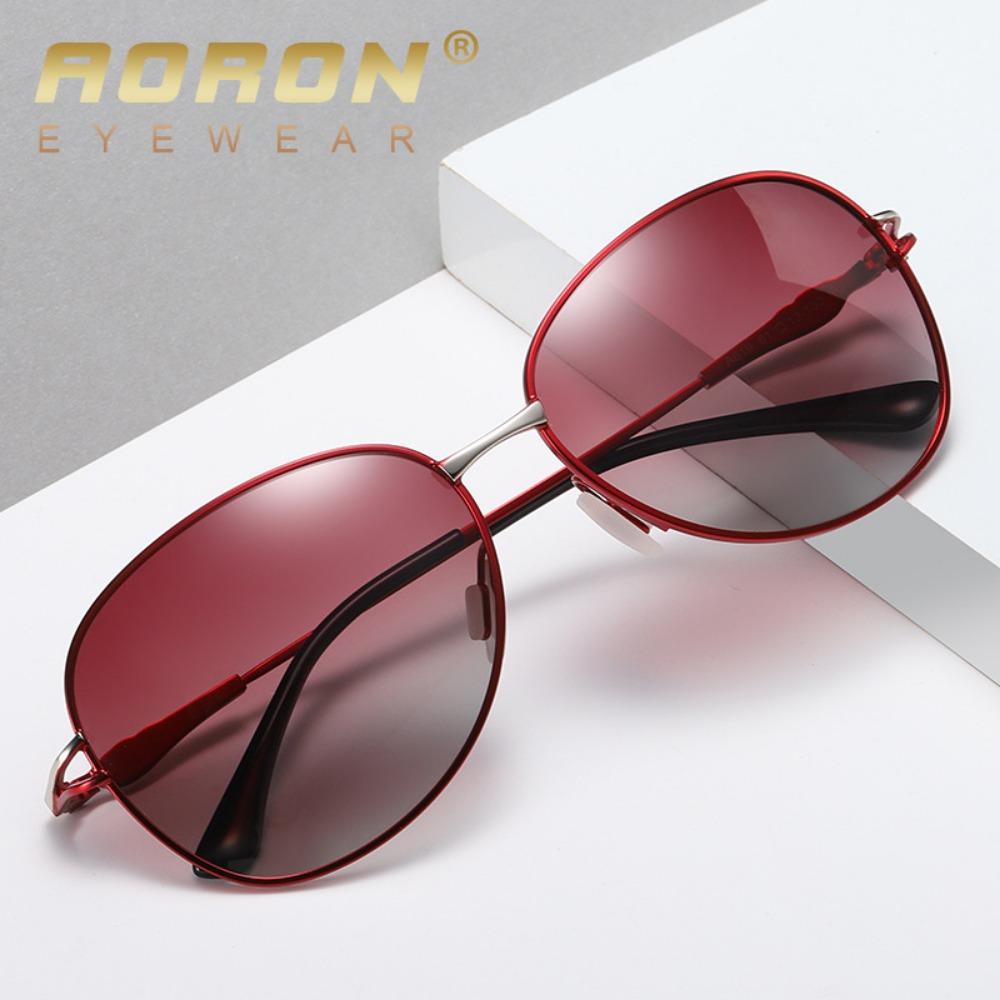 aoron Women's Gradual Change of Color Polarized Sunglasses Two-color Fashion Metal Sunglasses Women's Glasses