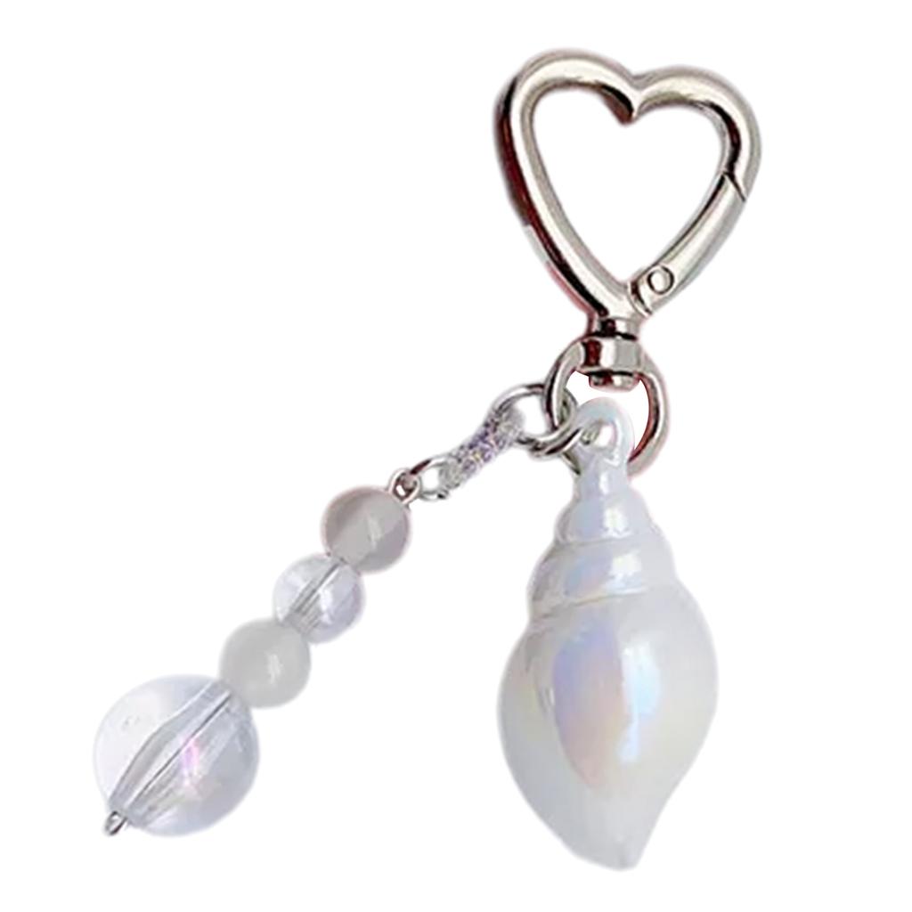 Cute Colorful Bead Conch Keychain Pendant Fashionable and Practical Keyring Key Charm for Backpack Bag Decoration