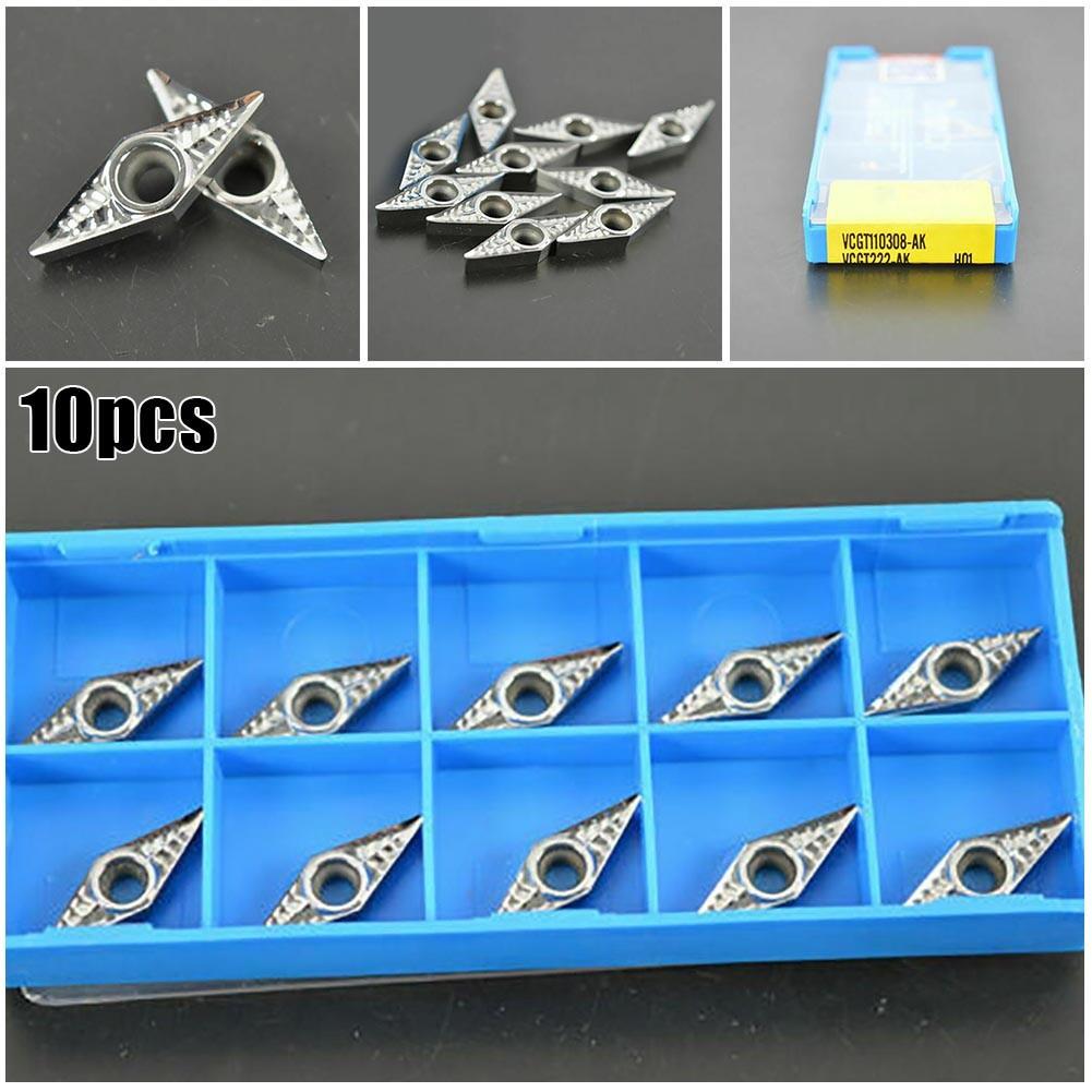 10pcs For Aluminum VCGT110308-AK H01 Silver Inserts Lathe Metalwork Tool Cutting