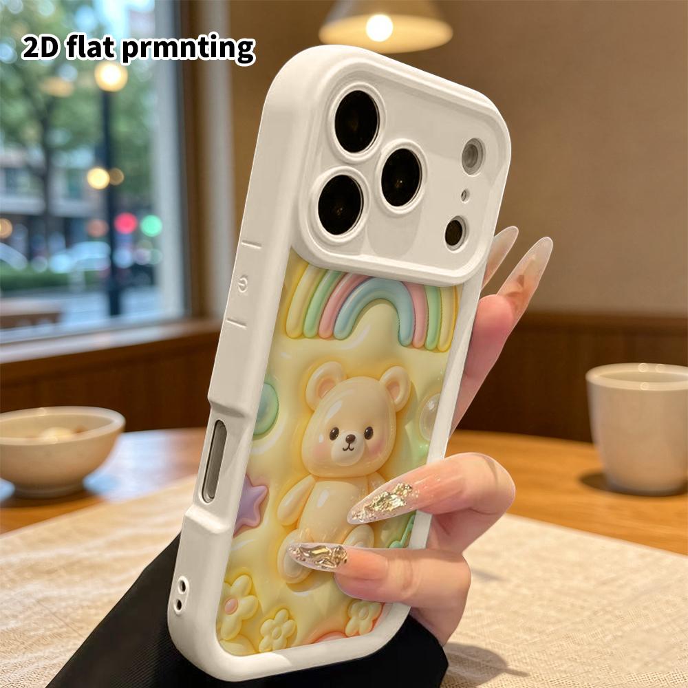Phone Case: 2D Flat Design Suitable for iPhone 18 17 16 15 14 13 Pro Protective Case, Creamy Little Bear, Perfect Christmas and Halloween Holiday Gift