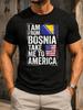 From Bosnia Take Me To America Phrase With Two National S Graphic With Vivid Centered Artwork And A Unisex All TShirt