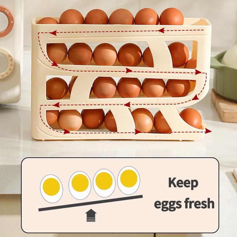 4 Lagen Automatischer Rollender Eierhalter Ständer Küche Kühlschrank Eierspender Kühlschrank Eieraufbewahrungsbox Küchenaufbewahrungsbehälter