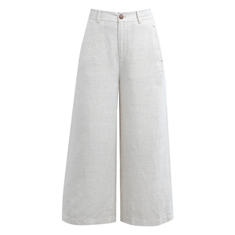 Xin Ge Tencel Linen Wide-Leg Cropped Pants - Summer Casual and Slimming. 30
