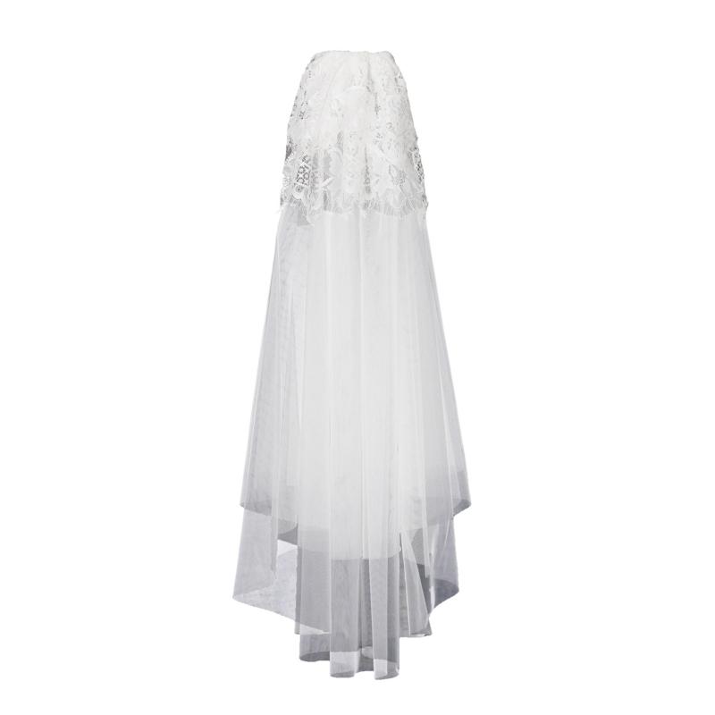 

2 Tiers Wedding Veil Elbow Length Elegant Sheer Tulle with Lace Flower Layer Metal Comb Short Veils for Brides 1