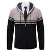 Men's Color Block Striped Hooded Cardigan Sweater - Plus Size Knitwear for Autumn & Winter