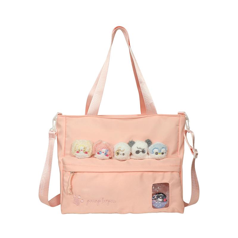 

Женская сумка через плечо большой вместимости, студенческая сумка-тоут для занятий розовый