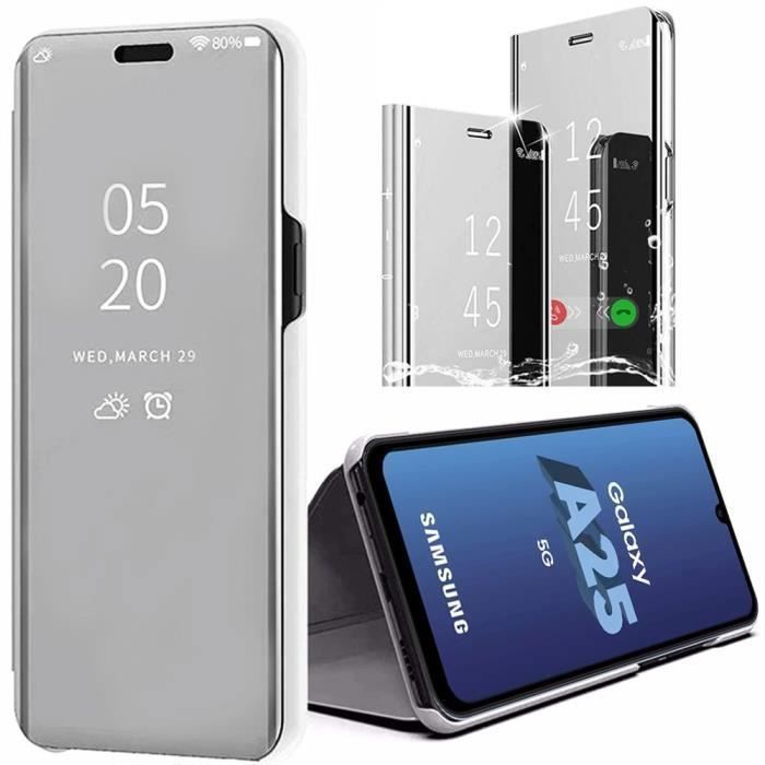 Case for Samsung Galaxy A25 5G - BOOLING - Smart Case Clear View 360° Shockproof - Silver