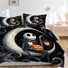 3pcs Jack Skellington Halloween Bedding Set, Including 1 Quilt Cover and 2 Pillow Shams, Without Filling, Soft and Comfortable Home Bedroom Fabri
